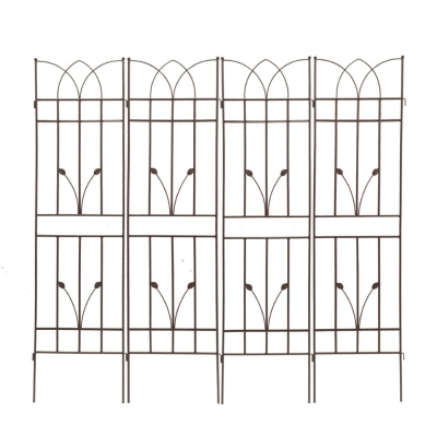4 Pack Metal Garden Trellis with Rustproof Feature, Brown