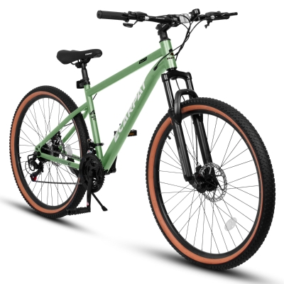 27.5" High Carbon Steel Mountain Bike with Dual Disc Brakes, Green