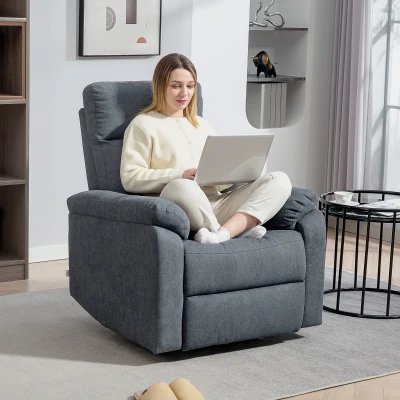 HOMCOM Swivel Rocker Recliner Chair with Footrest, Gray