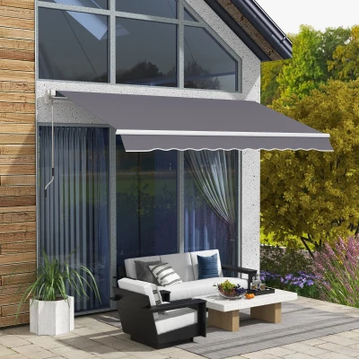 Outsunny 12' x 10' Retractable Awning, Outdoor Sunshade Shelter