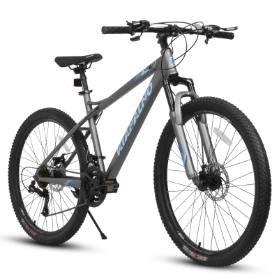 26" Adjustable Mountain Bike with 21-Speed Drivetrain, Blue+Gray