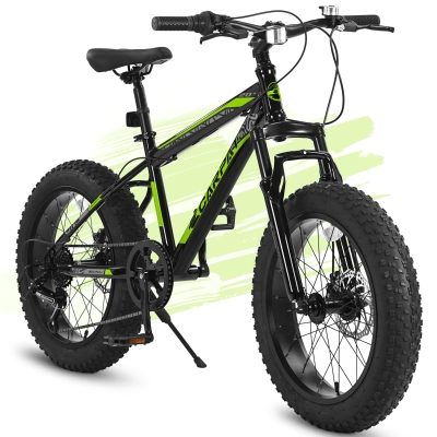 20" Kids' Fat Tire Mountain Bike with 7-Speed Drivetrain, Blackish Green