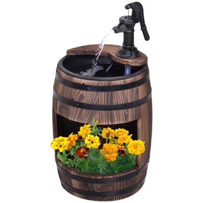 Wooden Water Pump Fountain 12.5"x12.5"x23" Carbonized