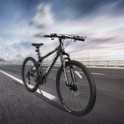 26" Mountain Bike with 21-Speed High-Carbon Steel Frame, Black+Gray