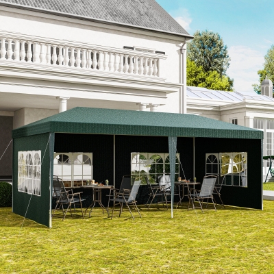 Outsunny 19' x 9' Party Tent Gazebo Canopy with 4 Removable Window Side Walls for Outdoor Event with Wind Ropes and Ground Stakes, Green