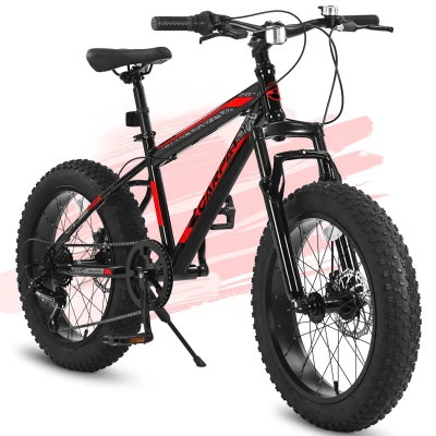 20" Kids' Fat Tire Mountain Bike with 7-Speed Drivetrain, Black+Red