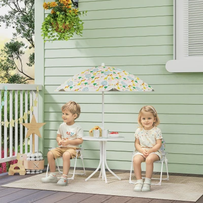 Kids Garden Table and Chair Set 19.7" H x 19.5" L x 19.5" W cm White