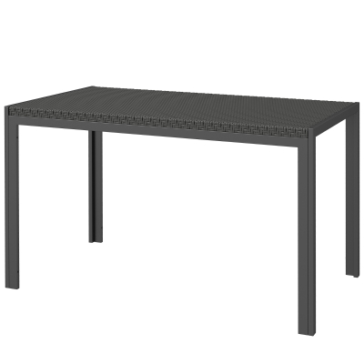 Outsunny Rectangular Outdoor Dining Table, 4-Seat Patio Table with PE Rattan Wicker Tabletop for Backyard and Lawn, Black