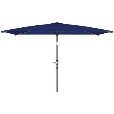 Outsunny 6.5x9.6ft Rectangle Aluminum Tilt Patio Umbrella, Garden Market Parasol, Outdoor Sunshade Canopy with Crank, Navy Blue