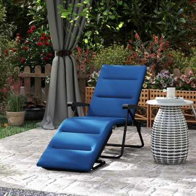 Outsunny Foldable Lounge Chair, Reclining Patio Sun Lounger with 6-Position Adjustable Back, Blue