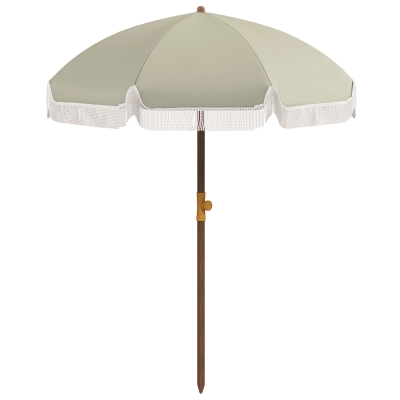 Outsunny 6.2' Beach Umbrella for Travel, Vent, Ruffles, Carry Bag, Portable Outdoor Umbrella for Garden, Light Green