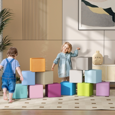 Soozier 12 Piece Soft Play Blocks Soft Foam Toy Building And Stacking Blocks - Multicolours