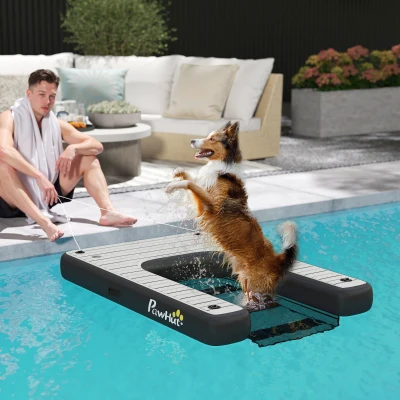 PawHut Inflatable Dog Boat Ramp, Non-Slip, Up to 286 lbs, Safe & Easy
