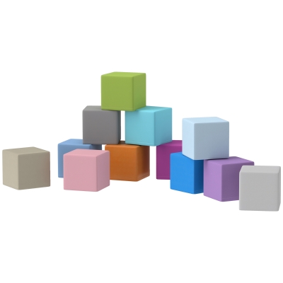 Soozier 12 Piece Soft Play Blocks Soft Foam Toy Building And Stacking Blocks - Multicolours