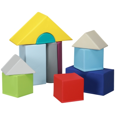 Soozier 11 Piece Soft Play Blocks Kids Climb and Crawl Gym Toy Foam Building Light Colour