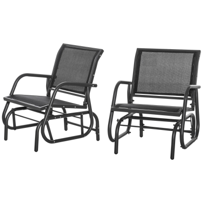 Outsunny 2-Piece Outdoor Glider Swing Set, Black, 264 lbs