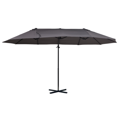 Outsunny 14ft Double-Sided Patio Umbrella, Outdoor Market, Gray