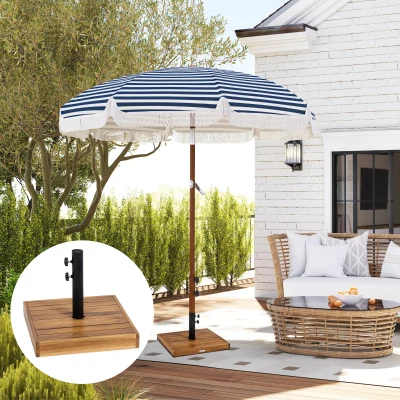 Outsunny 42lbs Heavy Duty Patio Umbrella Base for Outdoor, Teak