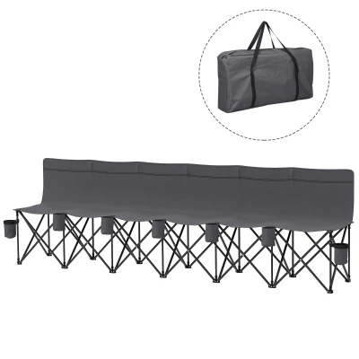 Outsunny 6 Seat Folding Camping Chair with Cup Holder and Carrying Case for Camping, Picnic, Sports Events, Dark Grey