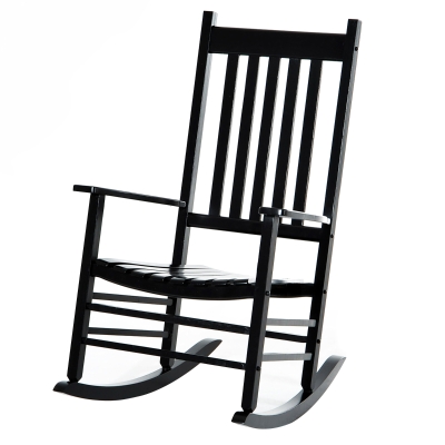 Outsunny Wooden Outdoor Rocking Chair with Armrests, Black