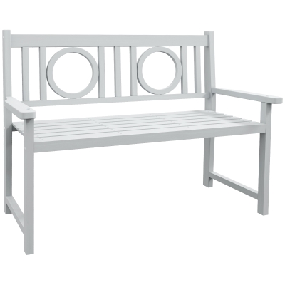 Outsunny 47" Outdoor Wooden Bench, 2-Seater Garden Bench, Fir Wood, For Garden, Poolside, Deck