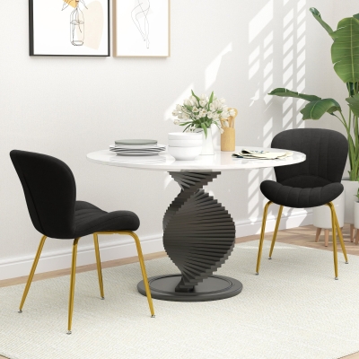HOMCOM Dining Chairs Set of 2, Modern Accent Chair with Cushioned Backrest, Upholstery for Living Room, Black