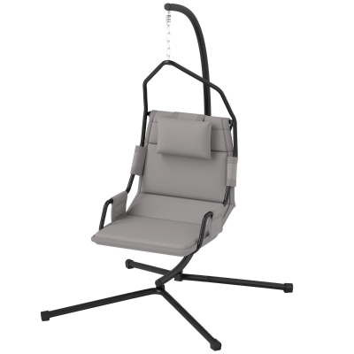 Outsunny Hammock Chair with Stand & Cushion, Indoor/Outdoor, Gray