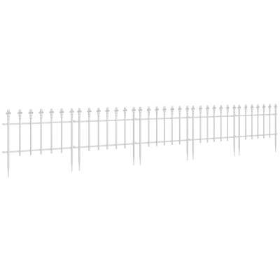 Outsunny Metal Garden Fence, 9.2' x 17.25", 5 Steel Panels, White