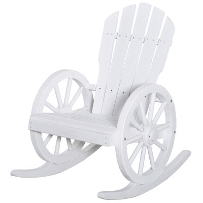 Outsunny Rustic Wood Adirondack Rocking Chair, Slatted Design