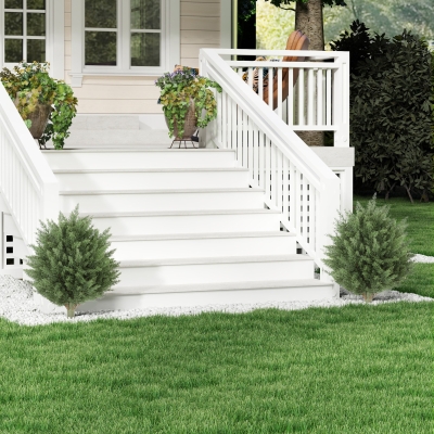 HOMCOM 24" Artificial Cypress Trees with Ground Stake, Set of 2 Artificial Plants for Indoor & Outdoor, UV Resistant, Green