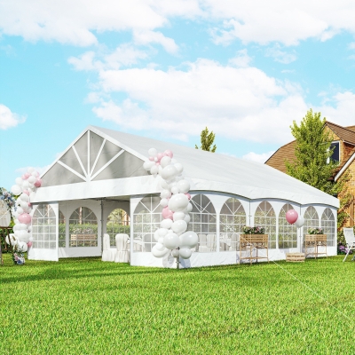 Outsunny 20' x 30' Heavy Duty Party Tent, Galvanized Outdoor Canopy Event Tent with Removable Window Sidewalls and Carry Bags