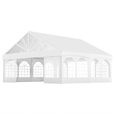 Outsunny 20' x 20' Heavy Duty Party Tent, Galvanized Outdoor Canopy Event Tent with Removable Window Sidewalls and Carry Bags