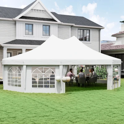 Outsunny 29' x 21' Party Tent with Pull-Back Doors, White