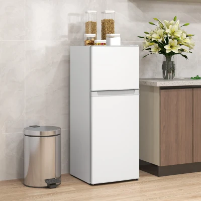 HOMCOM 4 Cu Ft Fridge with Freezer, Reversible Doors, White