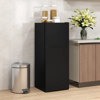 HOMCOM 4 Cu Ft Refrigerator with Freezer, Reversible Doors, Black
