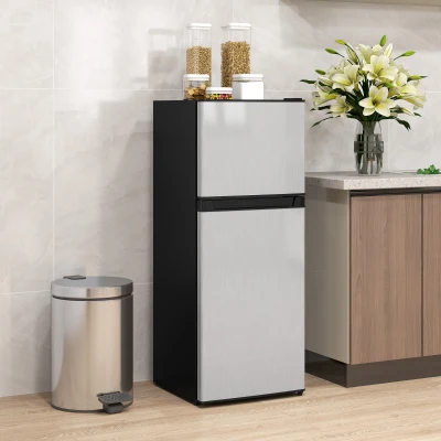 HOMCOM 4 Cu Ft Fridge with Freezer, Reversible Doors, Silver
