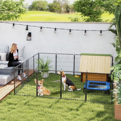PawHut 16 Panels Dog Playpen with Strap, Portable & DIY, for Medium Dogs, for Yard, RV, Camping, Garden, 31.5" H