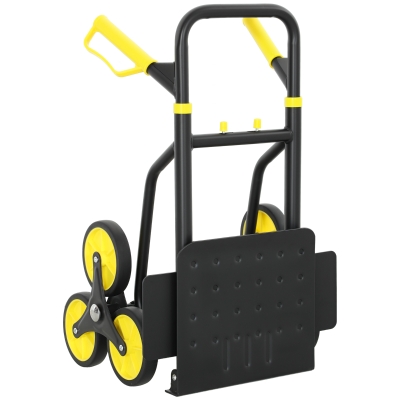 DURHAND 6-Wheels Stair Climber Trolley Cart, Hand Truck and Dolly, Foldable Steel Load Cart, 264lbs Capacity, Yellow