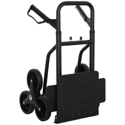 DURHAND 6-Wheels Stair Climber Trolley Cart, Hand Truck and Dolly, Foldable Steel Load Cart, 264lbs Capacity, Black