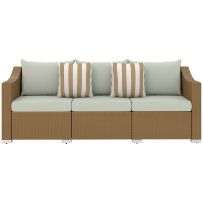 Rattan Sofa 79.1" W x 25.6" D x 28.7" H Light Gray