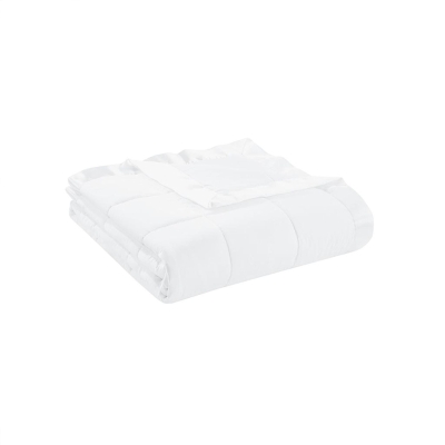 Hypoallergenic Lightweight Down Alternative Blanket with Satin Trim, White