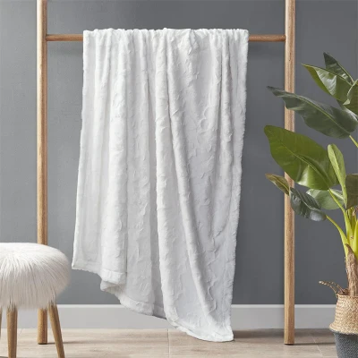 Luxurious Oversized Faux Fur Throw with Solid Mink Reverse, White