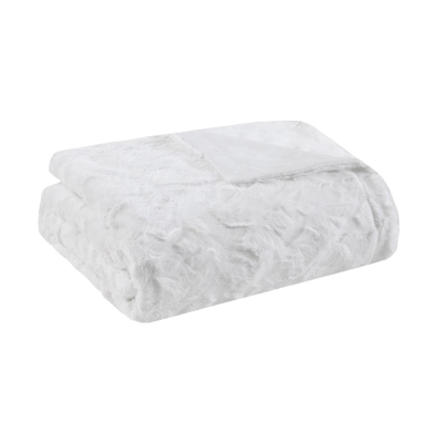 Luxurious Oversized Faux Fur Throw with Solid Mink Reverse, White