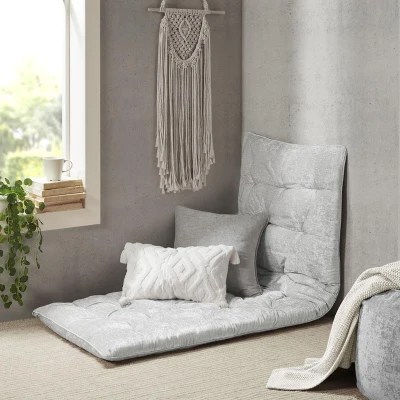 Lightweight Poly Chenille Floor Pillow Cushion with Tufted Detailing, Grey