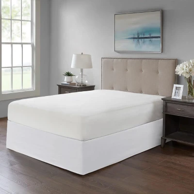 26" Drop Wrap-Around Adjustable Bed Skirt with Non-Skid Backing, White