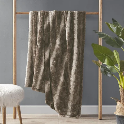 Machine Washable Oversized Throw with Luxuriously Soft Faux Fur, Brown