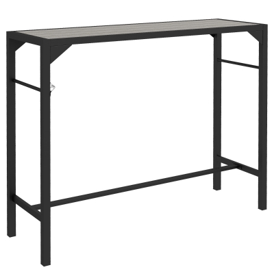 Outsunny Bar Height Outdoor Table with Built-In Bottle Opener, Patio Bar Table with Wood Grain Plastic Top, 47.2" x 15" x 39