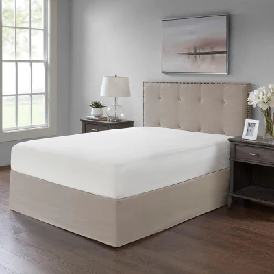 26" Drop Wrap-Around Adjustable Bed Skirt with Non-Skid Backing, Khaki