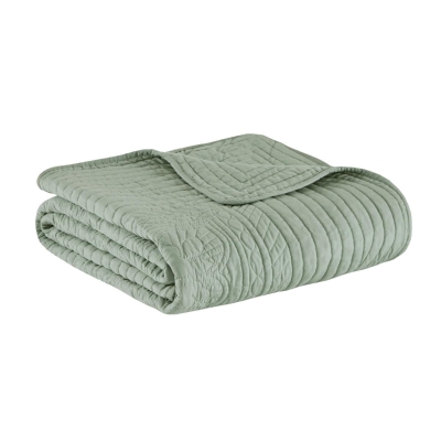 Oversized Quilted Throw with Microfiber, Seafoam