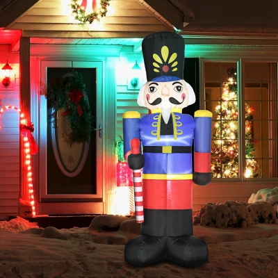 HOMCOM 8ft Nutcracker Christmas Inflatables with LED Lights